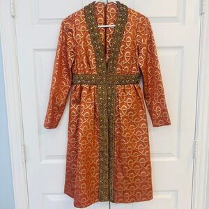 Branell Vintage 60s/70s/ Metallic Orange Gold Brocade Cocktail Dress